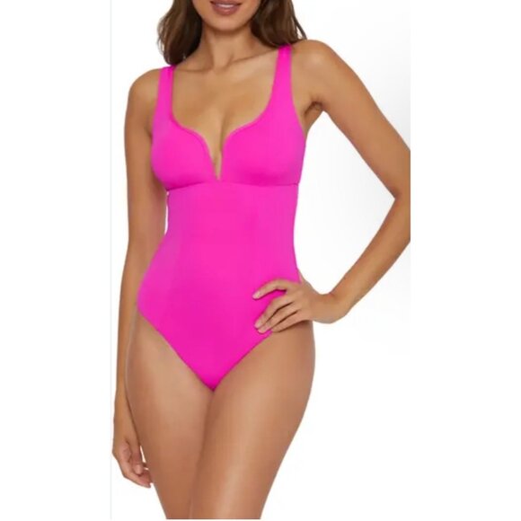 Becca Pink One Piece Size Medium NWT Size Medium Padded Tie Back $138 - Picture 1 of 16